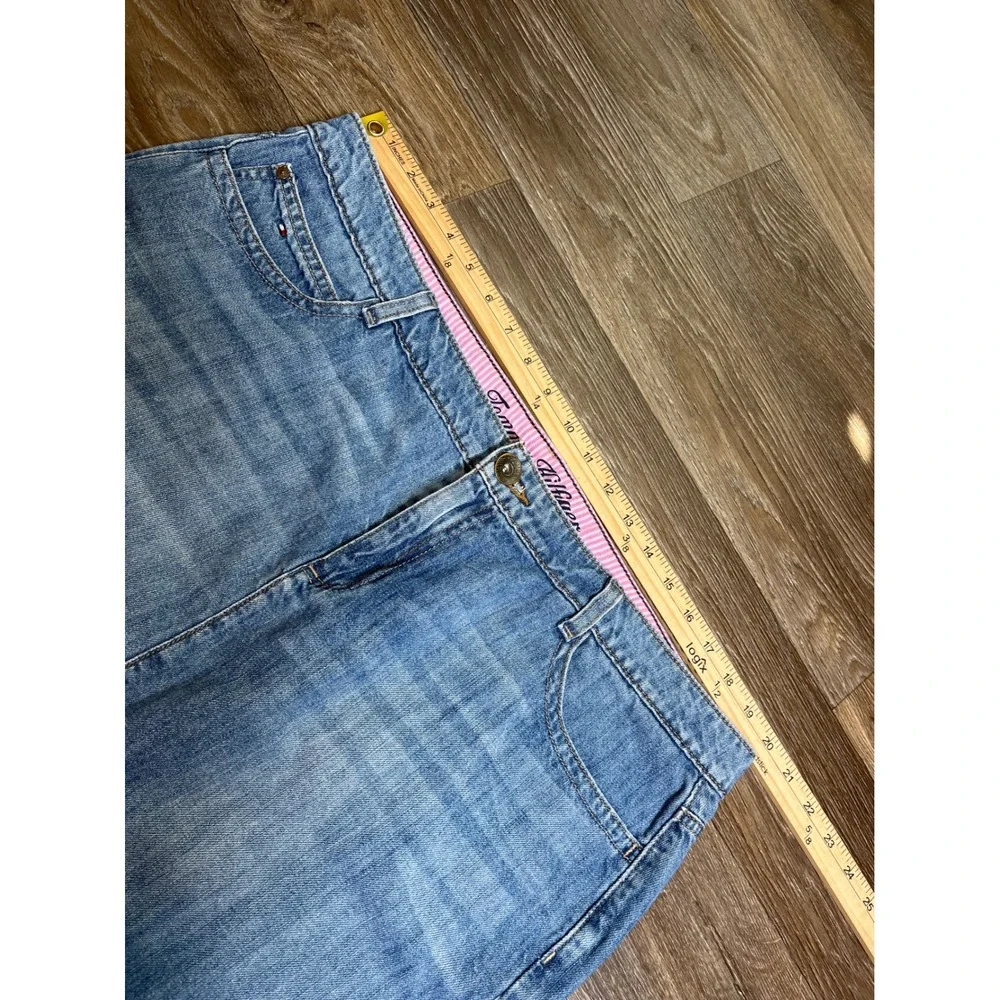 Tommy Hilfiger Y2K Denim Mini Skirt Medium Wash Blue Cotton Preppy Size 18